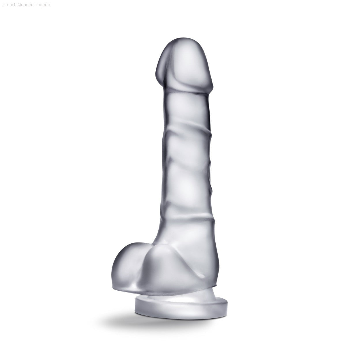 B Yours Diamond By Blush® | Quartz Realistic Clear 7.5-Inch Long Dildo With Balls & Suction Cup Base-French Quarter Lingerie B Yours Diamond By Blush® | Quartz Realistic Clear 7.5-Inch Long Dildo With Balls & Suction Cup Base-French Quarter Lingerie