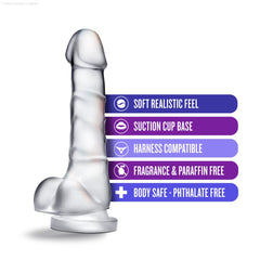 B Yours Diamond By Blush® | Quartz Realistic Clear 7.5-Inch Long Dildo With Balls & Suction Cup Base-French Quarter Lingerie B Yours Diamond By Blush® | Quartz Realistic Clear 7.5-Inch Long Dildo With Balls & Suction Cup Base-French Quarter Lingerie