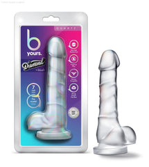 B Yours Diamond By Blush® | Quartz Realistic Clear 7.5-Inch Long Dildo With Balls & Suction Cup Base-French Quarter Lingerie B Yours Diamond By Blush® | Quartz Realistic Clear 7.5-Inch Long Dildo With Balls & Suction Cup Base-French Quarter Lingerie
