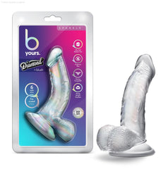 B Yours Diamond By Blush® | Sparkle Realistic G-Spot Clear 6.5-Inch Long Dildo With Balls & Suction Cup Base-French Quarter Lingerie B Yours Diamond By Blush® | Sparkle Realistic G-Spot Clear 6.5-Inch Long Dildo With Balls & Suction Cup Base-French Quarter Lingerie