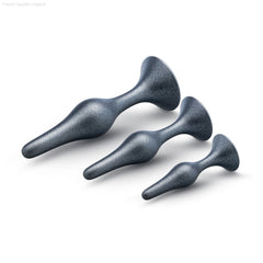 Anal Adventures Matrix | The Genesis Plug Kit: 3 Progressing Smooth Tapered Butt Plug Kit in Stellar Silver | With Stayput™ Technology & AnchorTech™ Base-French Quarter Lingerie Anal Adventures Matrix | The Genesis Plug Kit: 3 Progressing Smooth Tapered Butt Plug Kit in Stellar Silver | With Stayput™ Technology & AnchorTech™ Base-French Quarter Lingerie