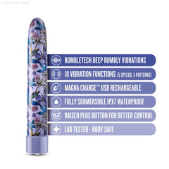 Limited Addiction By Blush® | Floradelic Slimline Purple Vibrator with Powerful RumboTech™ Technology Limited Addiction By Blush® | Floradelic Slimline Purple Vibrator with Powerful RumboTech™ Technology