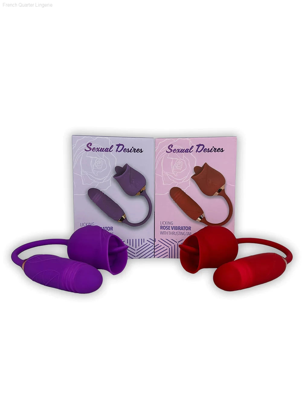 "Licking" Rose Vibrator with Thrusting Tail | Sexual Desires-French Quarter Lingerie "Licking" Rose Vibrator with Thrusting Tail | Sexual Desires-French Quarter Lingerie