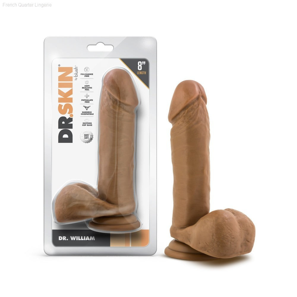 Dr. Skin By Blush® | Dr. William 8 Inch Long Dildo with Suction Cup & Balls-French Quarter Lingerie Dr. Skin By Blush® | Dr. William 8 Inch Long Dildo with Suction Cup & Balls-French Quarter Lingerie