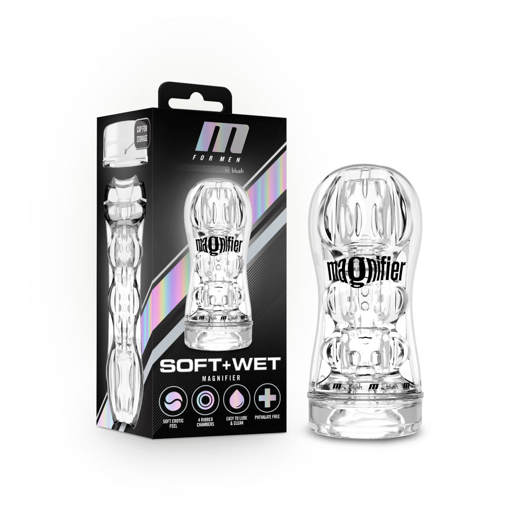 M For Men By Blush® | Soft and Wet Magnifier Clear Masturbator / Stroker