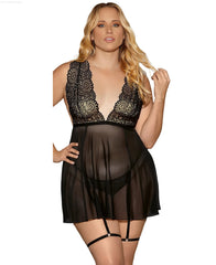 Babydoll with Leg Garters-French Quarter Lingerie Babydoll with Leg Garters-French Quarter Lingerie