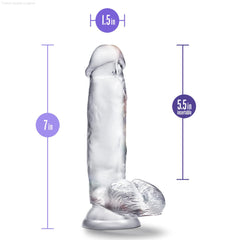B Yours Diamond By Blush® | Gleam Realistic Clear 7-Inch Long Dildo With Balls & Suction Cup Base-French Quarter Lingerie B Yours Diamond By Blush® | Gleam Realistic Clear 7-Inch Long Dildo With Balls & Suction Cup Base-French Quarter Lingerie