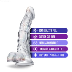 B Yours Diamond By Blush® | Luster Realistic G-Spot Clear 8.5-Inch Long Dildo With Balls & Suction Cup Base-French Quarter Lingerie B Yours Diamond By Blush® | Luster Realistic G-Spot Clear 8.5-Inch Long Dildo With Balls & Suction Cup Base-French Quarter Lingerie
