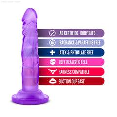 Naturally Yours By Blush® | Realistic Purple 5.75-Inch Long Dildo With Suction Cup Base Naturally Yours By Blush® | Realistic Purple 5.75-Inch Long Dildo With Suction Cup Base