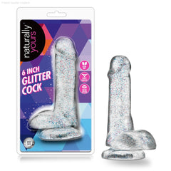 Naturally Yours By Blush® | Realistic Sparkling Clear 6-Inch Long Dildo With Balls & Suction Cup Base Naturally Yours By Blush® | Realistic Sparkling Clear 6-Inch Long Dildo With Balls & Suction Cup Base