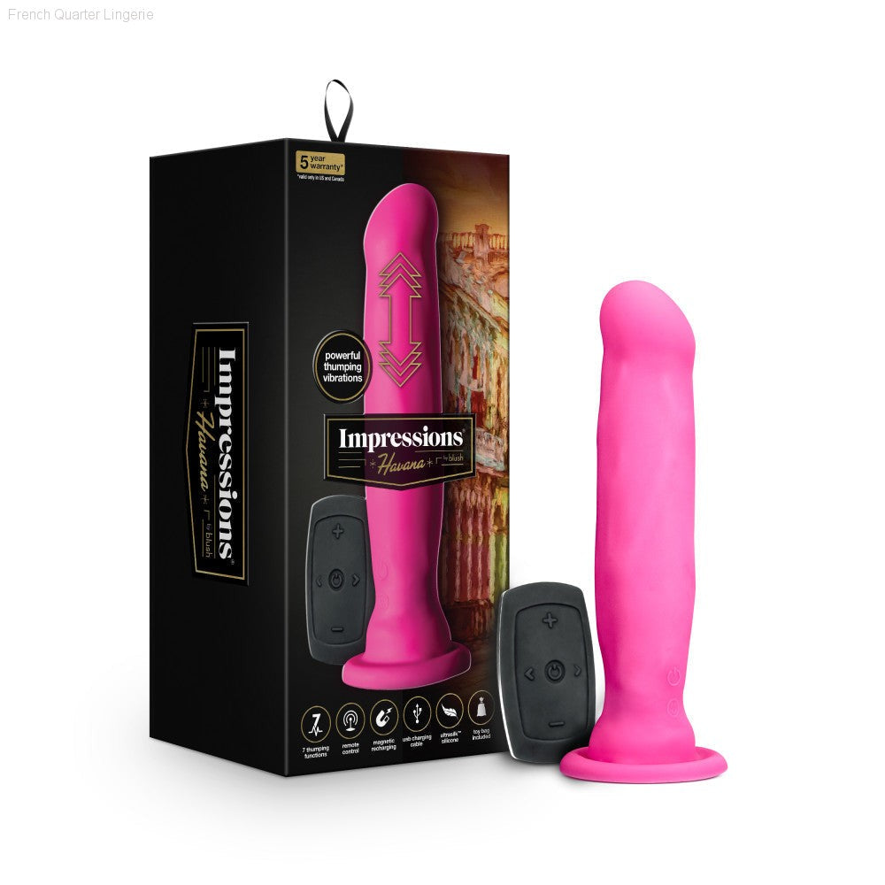 Impressions By Blush® | Havana Pink 8-Inch Long Rechargeable Vibrating Dildo-French Quarter Lingerie Impressions By Blush® | Havana Pink 8-Inch Long Rechargeable Vibrating Dildo-French Quarter Lingerie