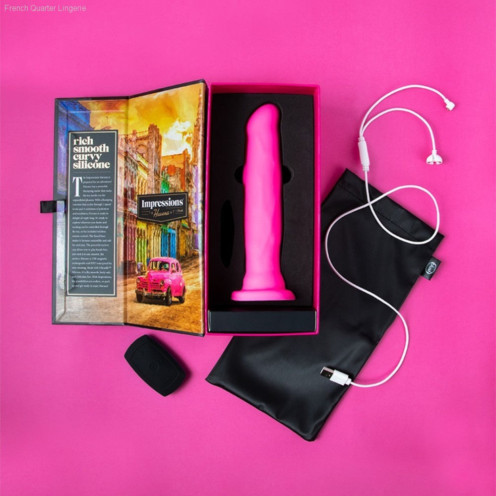 Impressions By Blush® | Havana Pink 8-Inch Long Rechargeable Vibrating Dildo-French Quarter Lingerie Impressions By Blush® | Havana Pink 8-Inch Long Rechargeable Vibrating Dildo-French Quarter Lingerie