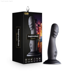 Impressions By Blush® | Amsterdam Black 6.75-Inch Long Rechargeable Vibrating Dildo With Suction Cup Base-French Quarter Lingerie Impressions By Blush® | Amsterdam Black 6.75-Inch Long Rechargeable Vibrating Dildo With Suction Cup Base-French Quarter Lingerie