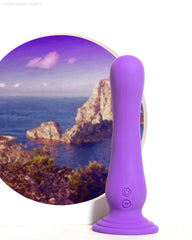 Impressions By Blush® | Ibiza Curved G-Spot Plum 7.75-Inch Long Rechargeable Vibrating Dildo With Suction Cup Base-French Quarter Lingerie Impressions By Blush® | Ibiza Curved G-Spot Plum 7.75-Inch Long Rechargeable Vibrating Dildo With Suction Cup Base-French Quarter Lingerie