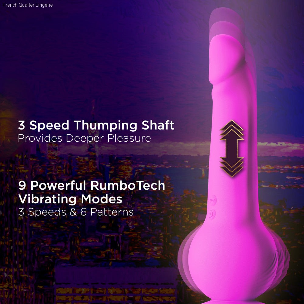 Rechargeable Vibrators - Impressions By Blush® | New York Gyro-Quake™ 9.75 Inch Vibrating & Thumping G Spot Dildo – Platinum Cured Silicone - Purple Rechargeable Vibrators - Impressions By Blush® | New York Gyro-Quake™ 9.75 Inch Vibrating & Thumping G Spot Dildo – Platinum Cured Silicone - Purple