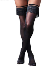 Fringe Semi Opaque Thigh High-French Quarter Lingerie Fringe Semi Opaque Thigh High-French Quarter Lingerie