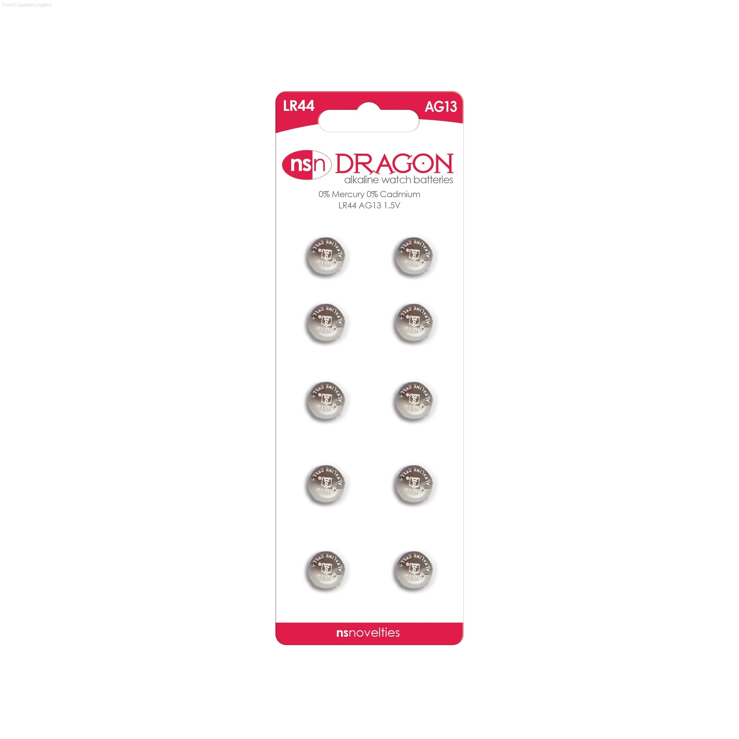 Dragon Batteries: 10pk Alkaline AG13/LR44-French Quarter Lingerie Dragon Batteries: 10pk Alkaline AG13/LR44-French Quarter Lingerie