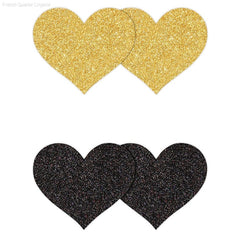 Pretty Pasties Glitter Hearts Black/Gold (2 Pack) Pretty Pasties Glitter Hearts Black/Gold (2 Pack)