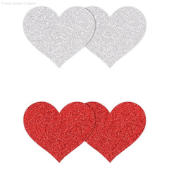 Pretty Pasties Glitter Hearts Red/Silver (2 Pack) Pretty Pasties Glitter Hearts Red/Silver (2 Pack)
