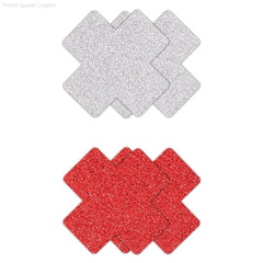 Pretty Pasties Glitter Cross Red/Silver (2 Pack) Pretty Pasties Glitter Cross Red/Silver (2 Pack)