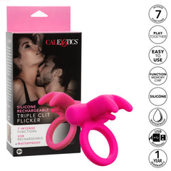 Silicone Rechargeable Triple Clit Flicker Silicone Rechargeable Triple Clit Flicker