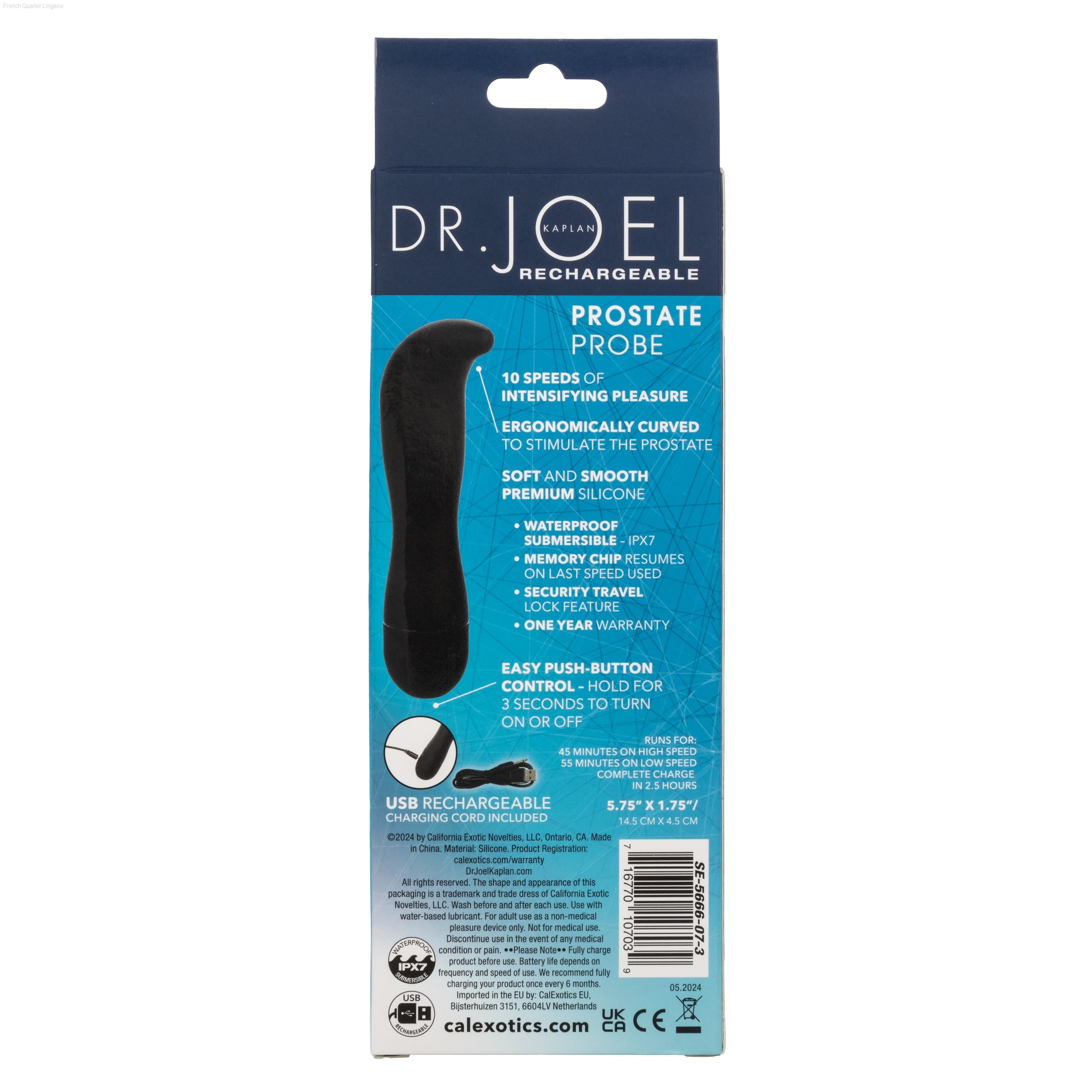 Dr. Joel Kaplan® Rechargeable Prostate Probe-French Quarter Lingerie Dr. Joel Kaplan® Rechargeable Prostate Probe-French Quarter Lingerie