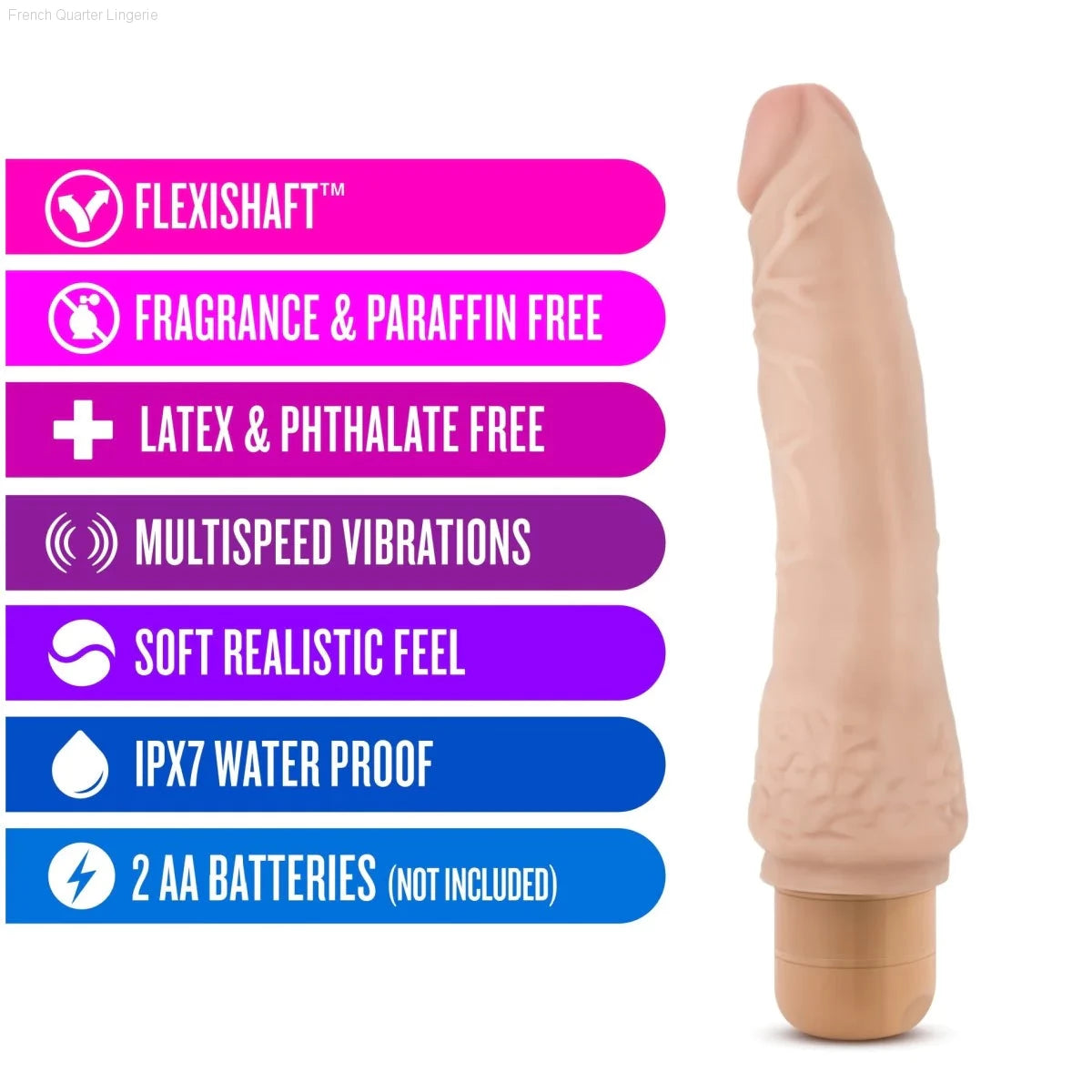 Dr. Skin Cock Vibe 7 Realistic 8.5-Inch Long Vibrating Dildo-French Quarter Lingerie Dr. Skin Cock Vibe 7 Realistic 8.5-Inch Long Vibrating Dildo-French Quarter Lingerie