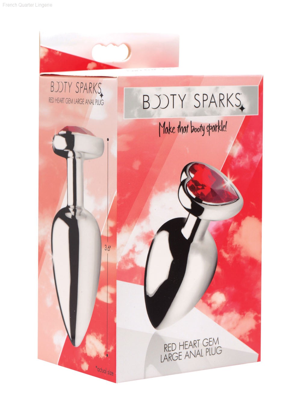 Silver/Red : Large - Heart Anal Plug-Large Silver/Red : Large - Heart Anal Plug-Large