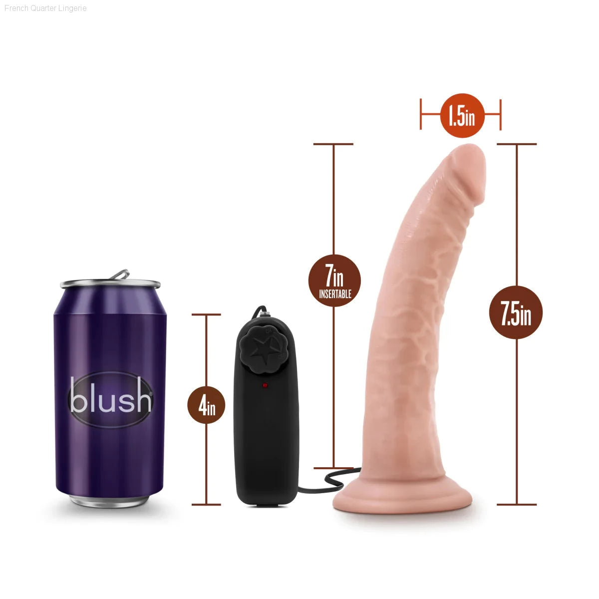 Dr. Skin Dr. Dave Realistic 7.5-Inch Long Remote Control Vibrating Dildo With Suction Cup Base-French Quarter Lingerie Dr. Skin Dr. Dave Realistic 7.5-Inch Long Remote Control Vibrating Dildo With Suction Cup Base-French Quarter Lingerie