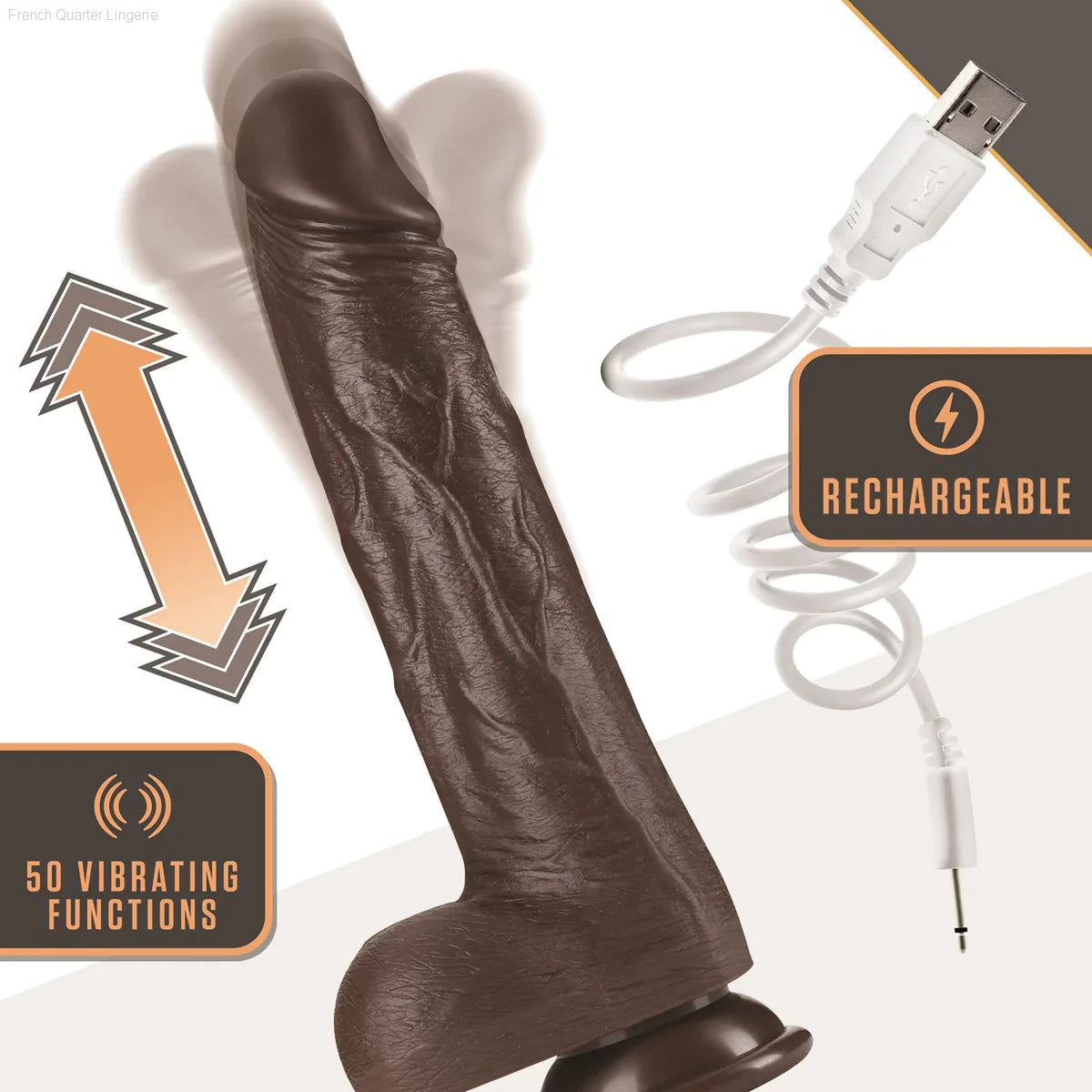 Dr. Skin Silicone Dr. Murphy Realistic 8.75-Inch Long Thrusting & Vibrating Dildo With Suction Cup Base-French Quarter Lingerie Dr. Skin Silicone Dr. Murphy Realistic 8.75-Inch Long Thrusting & Vibrating Dildo With Suction Cup Base-French Quarter Lingerie