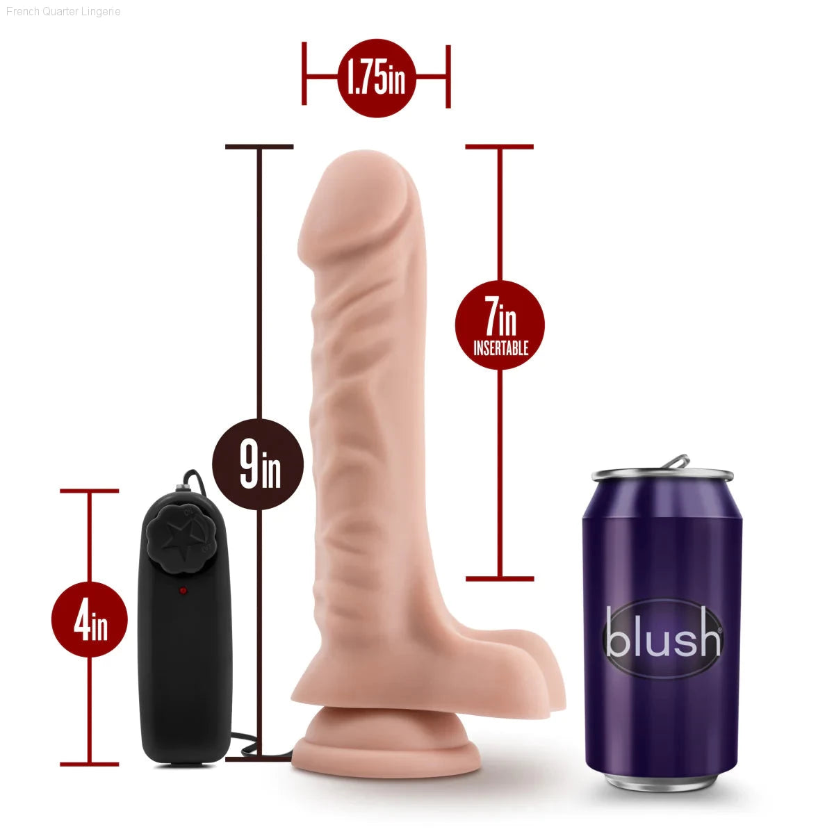 Dr. Skin Dr. James Realistic 9-Inch Long Remote Control Vibrating Dildo With Suction Cup Base-French Quarter Lingerie Dr. Skin Dr. James Realistic 9-Inch Long Remote Control Vibrating Dildo With Suction Cup Base-French Quarter Lingerie
