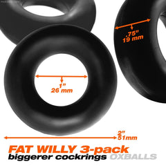 FAT WILLY 3-pack thick no-roll cockrings-French Quarter Lingerie FAT WILLY 3-pack thick no-roll cockrings-French Quarter Lingerie