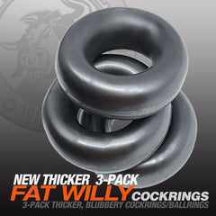 FAT WILLY 3-pack thick no-roll cockrings-French Quarter Lingerie FAT WILLY 3-pack thick no-roll cockrings-French Quarter Lingerie