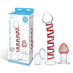 Mr. Swirly Set with Glass Kegel Balls and 3.25" Butt Plug (4 Piece Set) Mr. Swirly Set with Glass Kegel Balls and 3.25" Butt Plug (4 Piece Set)