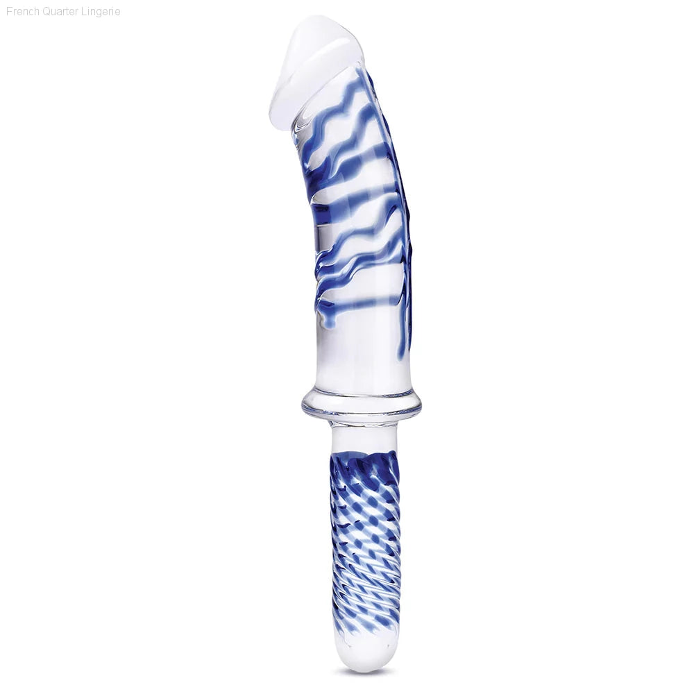 11" Realistic Double Ended Glass Dildo with Handle-French Quarter Lingerie 11" Realistic Double Ended Glass Dildo with Handle-French Quarter Lingerie