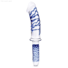 11" Realistic Double Ended Glass Dildo with Handle-French Quarter Lingerie 11" Realistic Double Ended Glass Dildo with Handle-French Quarter Lingerie