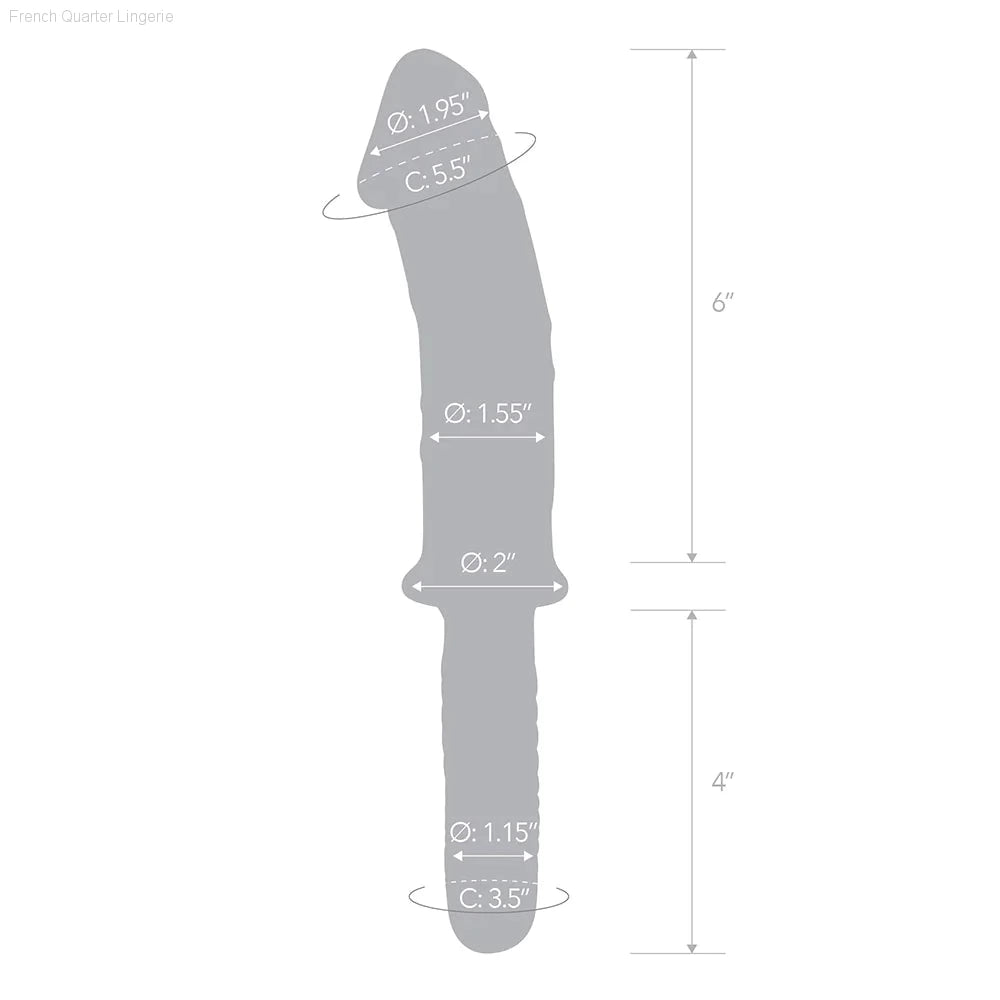 11" Realistic Double Ended Glass Dildo with Handle-French Quarter Lingerie 11" Realistic Double Ended Glass Dildo with Handle-French Quarter Lingerie