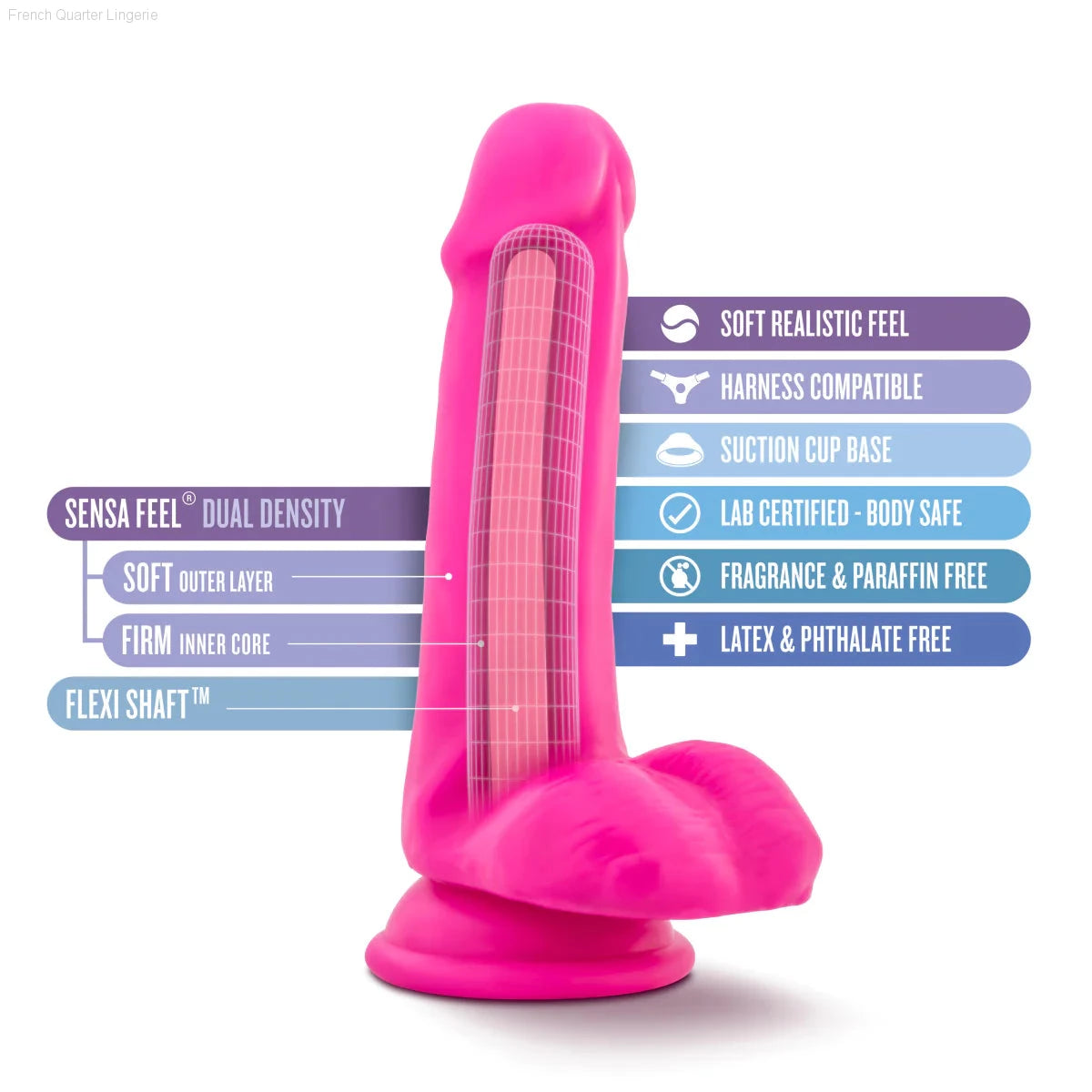 Au Naturel Bold Delight Realistic 6-Inch Long Dildo With Balls & Suction Cup Base-French Quarter Lingerie Au Naturel Bold Delight Realistic 6-Inch Long Dildo With Balls & Suction Cup Base-French Quarter Lingerie