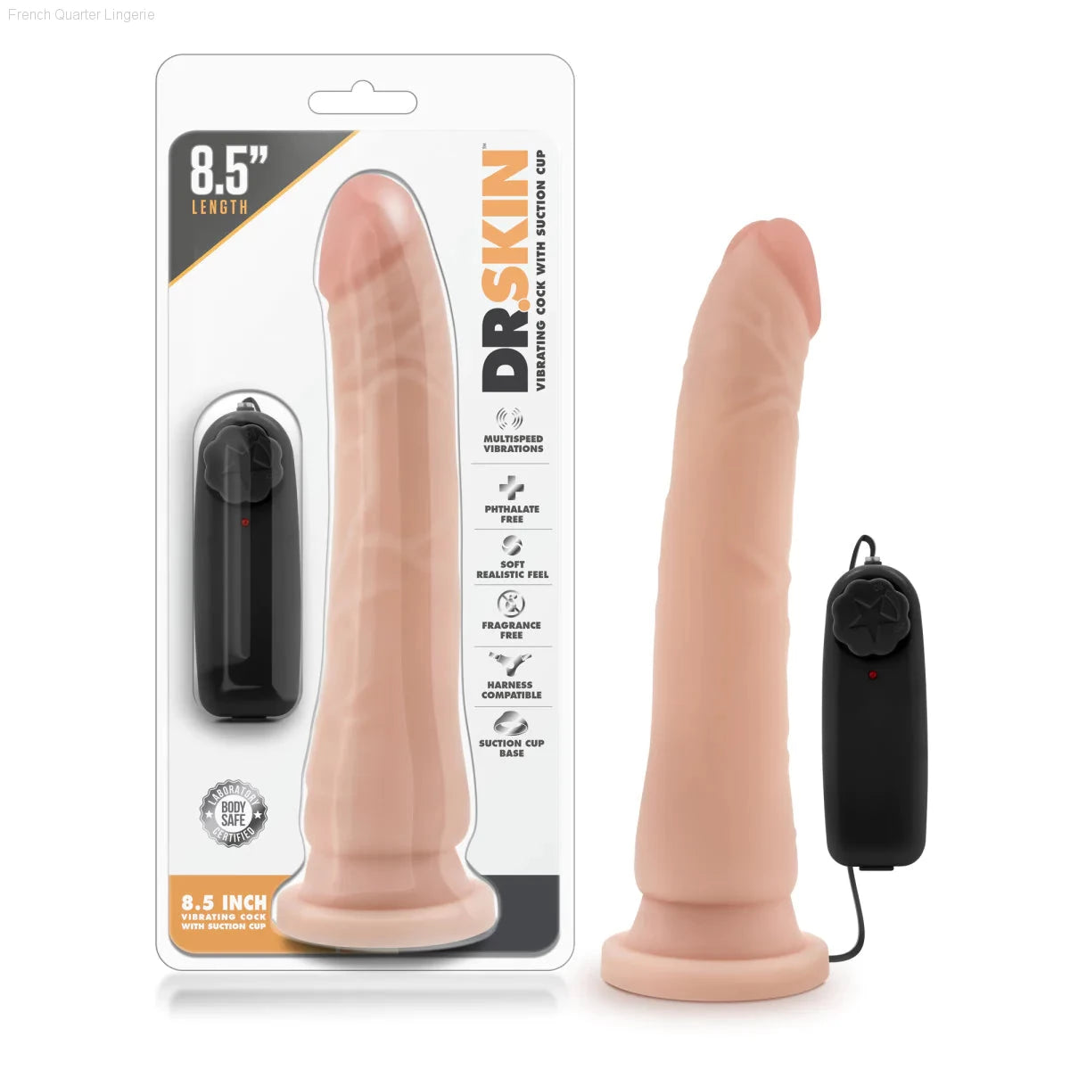 Dr. Skin Realistic Curved G-Spot 8.5-Inch Long Remote Control Vibrating Dildo With Suction Cup Base-French Quarter Lingerie Dr. Skin Realistic Curved G-Spot 8.5-Inch Long Remote Control Vibrating Dildo With Suction Cup Base-French Quarter Lingerie