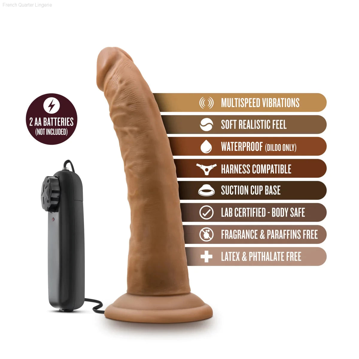 Dr. Skin Dr. Dave Realistic 7.5-Inch Long Remote Control Vibrating Dildo With Suction Cup Base-French Quarter Lingerie Dr. Skin Dr. Dave Realistic 7.5-Inch Long Remote Control Vibrating Dildo With Suction Cup Base-French Quarter Lingerie