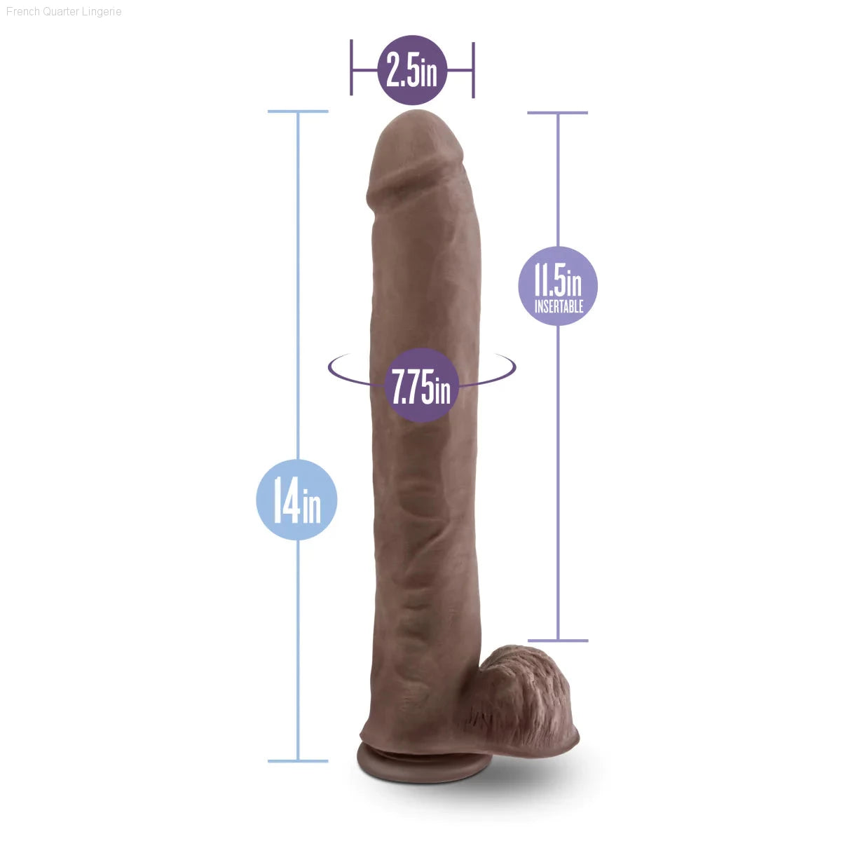 Au Naturel Daddy Realistic 14-Inch Long Dildo With Balls & Suction Cup Base-French Quarter Lingerie Au Naturel Daddy Realistic 14-Inch Long Dildo With Balls & Suction Cup Base-French Quarter Lingerie