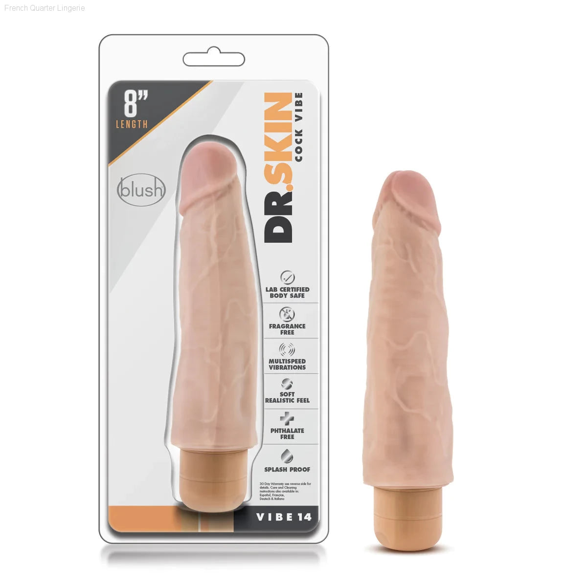 Dr. Skin Cock Vibe 14 Realistic 8-Inch Long Vibrating Dildo-French Quarter Lingerie Dr. Skin Cock Vibe 14 Realistic 8-Inch Long Vibrating Dildo-French Quarter Lingerie