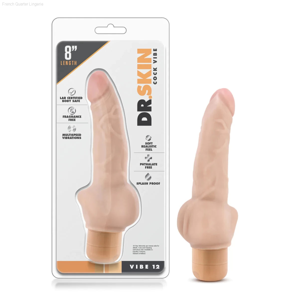 Dr. Skin Cock Vibe 12 Realistic 8-Inch Long Vibrating Dildo-French Quarter Lingerie Dr. Skin Cock Vibe 12 Realistic 8-Inch Long Vibrating Dildo-French Quarter Lingerie