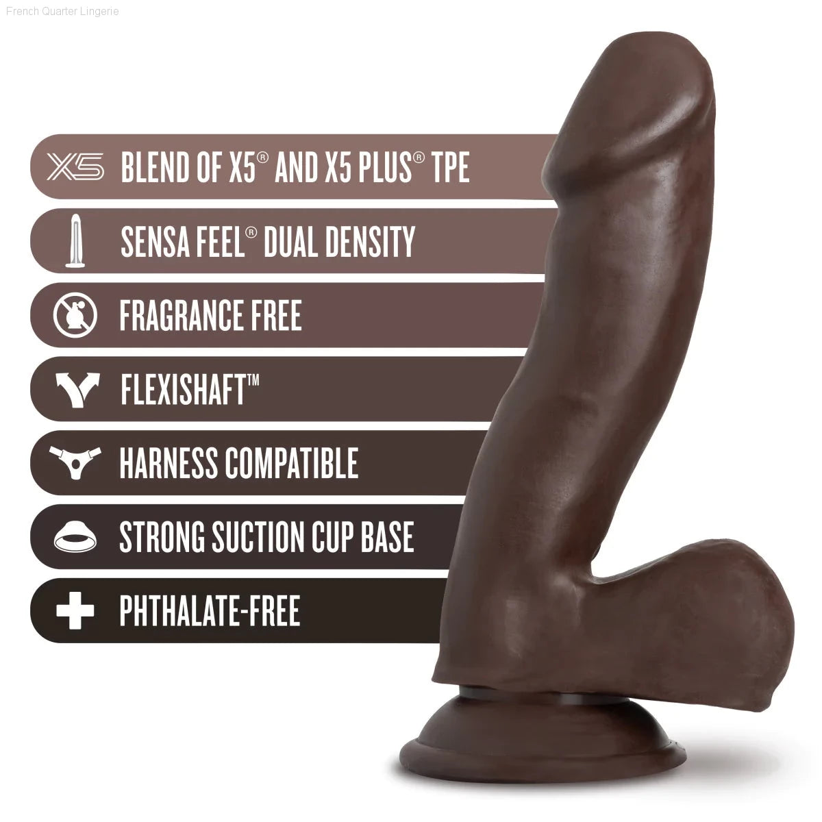 Au Naturel Realistic 6.5-Inch Long Dildo With Balls & Suction Cup Base-French Quarter Lingerie Au Naturel Realistic 6.5-Inch Long Dildo With Balls & Suction Cup Base-French Quarter Lingerie