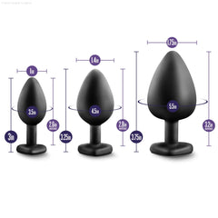 Luxe Bling's Training Kit Black With Gems Anal Plug Luxe Bling's Training Kit Black With Gems Anal Plug