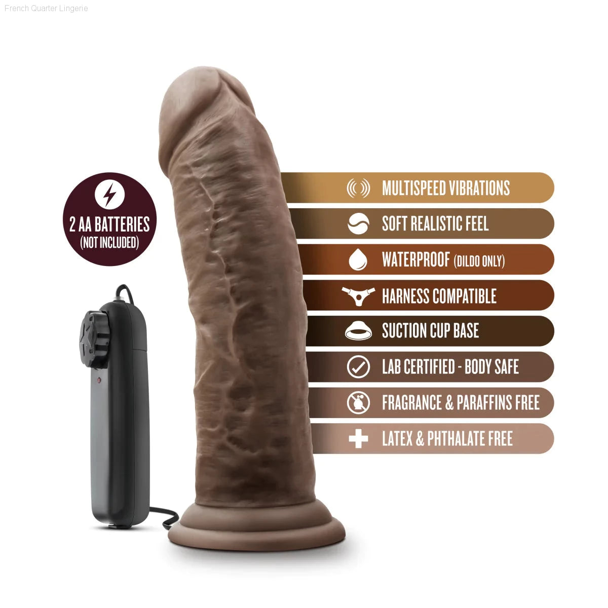 Dr. Skin Dr. Joe Realistic 8.0-Inch Long Remote Control Vibrating Dildo With Suction Cup Base-French Quarter Lingerie Dr. Skin Dr. Joe Realistic 8.0-Inch Long Remote Control Vibrating Dildo With Suction Cup Base-French Quarter Lingerie