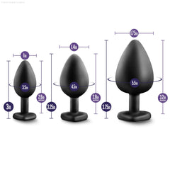 Luxe Bling's Training Kit Black With Gems Anal Plug Luxe Bling's Training Kit Black With Gems Anal Plug