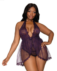 Dreamgirl Halter Plunge Front Stretch Lace Teddy-French Quarter Lingerie Dreamgirl Halter Plunge Front Stretch Lace Teddy-French Quarter Lingerie