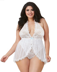 Dreamgirl Halter Plunge Front Stretch Lace Teddy-French Quarter Lingerie Dreamgirl Halter Plunge Front Stretch Lace Teddy-French Quarter Lingerie