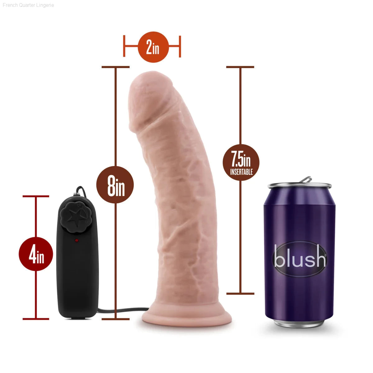 Dr. Skin Dr. Joe Realistic 8.0-Inch Long Remote Control Vibrating Dildo With Suction Cup Base-French Quarter Lingerie Dr. Skin Dr. Joe Realistic 8.0-Inch Long Remote Control Vibrating Dildo With Suction Cup Base-French Quarter Lingerie